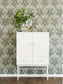 Witte dressoir Glendale met lades en deuren, Frame: gelakt MDF, Eikenhoutkleurig, wit, 80 x 120 cm