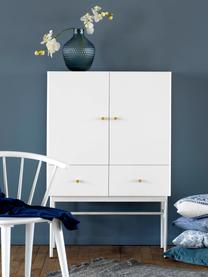 Witte dressoir Glendale met lades en deuren, Frame: gelakt MDF, Eikenhoutkleurig, wit, 80 x 120 cm