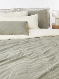 Housse de couette en percale de coton Graham, Vert olive, blanc cassé, larg. 200 x long. 200 cm