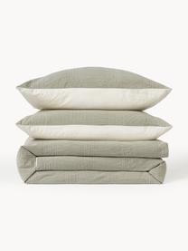 Housse de couette en percale de coton Graham, Vert olive, blanc cassé, larg. 200 x long. 200 cm