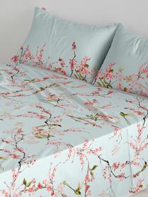 Set lenzuola in cotone Chinoiserie, Tessuto: Renforcé Numero di fili 1, Verde, rosa, 240 x 270 cm + 2 federe 50 x 75 cm