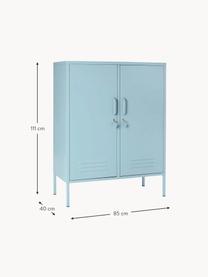 Credenza alta in metallo The Midi, Acciaio verniciato a polvere, Azzurro, Larg. 85 x Alt. 111 cm