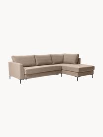 Schlafsofa Luna (3-Sitzer) mit Matratze, Bezug: 100 % Polyester Der strap, Gestell: Massives Buchenholz, Schi, Webstoff Taupe, B 270 x T 184 cm, Eckteil links