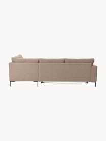 Schlafsofa Luna (3-Sitzer) mit Matratze, Bezug: 100 % Polyester Der strap, Gestell: Massives Buchenholz, Schi, Webstoff Taupe, B 270 x T 184 cm, Eckteil links