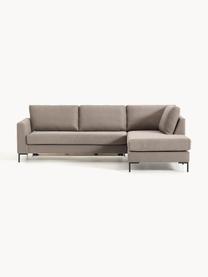 Rozkładana sofa narożna Luna (3-osobowa), Tapicerka: 100% poliester Dzięki tka, Stelaż: lite drewno bukowe, drewn, Nogi: metal galwanizowany Ten p, Taupe tkanina, S 270 x G 184 cm, lewostronna