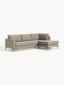 Rozkładana sofa narożna Luna (3-osobowa), Tapicerka: 100% poliester Dzięki tka, Stelaż: lite drewno bukowe, drewn, Nogi: metal galwanizowany Ten p, Taupe tkanina, S 270 x G 184 cm, lewostronna