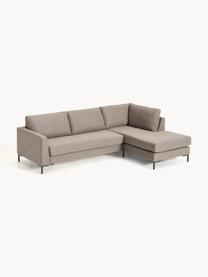 Rozkładana sofa narożna Luna (3-osobowa), Tapicerka: 100% poliester Dzięki tka, Stelaż: lite drewno bukowe, drewn, Nogi: metal galwanizowany Ten p, Taupe tkanina, S 270 x G 184 cm, lewostronna