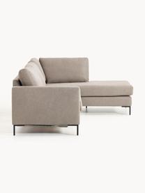 Rozkładana sofa narożna Luna (3-osobowa), Tapicerka: 100% poliester Dzięki tka, Stelaż: lite drewno bukowe, drewn, Nogi: metal galwanizowany Ten p, Taupe tkanina, S 270 x G 184 cm, lewostronna