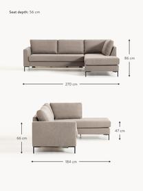 Rozkładana sofa narożna Luna (3-osobowa), Tapicerka: 100% poliester Dzięki tka, Stelaż: lite drewno bukowe, drewn, Nogi: metal galwanizowany Ten p, Taupe tkanina, S 270 x G 184 cm, lewostronna