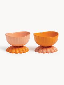 Set de cuencos de dolomita Clam, 2 uds., Dolomita esmaltada, Naranja, melocotón, Ø 11 x Al 8 cm