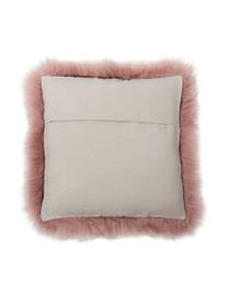 Housse de coussin en peau de mouton Oslo, lisse, Rose, larg. 40 x long. 40 cm