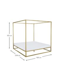 Łóżko z metalu z baldachimem Belle, Metal mosiądzowany, Odcienie złotego, S 160 x D 200 cm