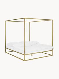 Kovová posteľ s baldachýnom Belle, Kov pokrytý mosadzou, Odtiene zlatej, Š 160 x D 200 cm