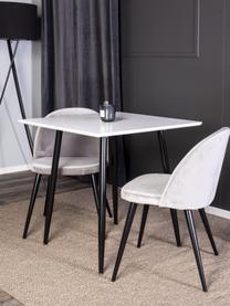 Eettafel set Polar met stoelen, 3-delig, Tafelblad: gelakt MDF, Poten: gepoedercoat metaal, Bekleding: fluweel (100% polyester) , Poten: gepoedercoat metaal, Fluweel grijs, wit, zwart, Set met verschillende formaten