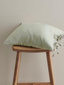 Housse de coussin 50x50 pur lin vert menthe Candice, 100 % pur lin, Vert menthe, larg. 50 x long. 50 cm