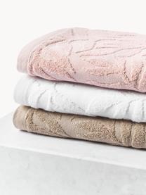 Toallas de algodón Leaf, tamaños diferentes, Blanco, Set de 3 (toalla tocador, toalla lavabo y toalla ducha)