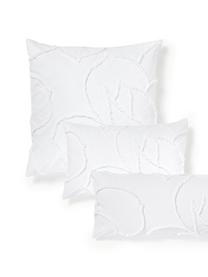 Funda de almohada de percal de algodón con decoración de penachos Madeline, Blanco, An 45 x Al 110 cm