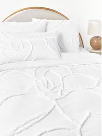 Taie d'oreiller en percale de coton tuftée Madeline, Blanc, larg. 50 x long. 70 cm