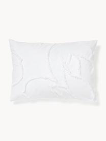 Taie d'oreiller en percale de coton tuftée Madeline, Blanc, larg. 50 x long. 70 cm