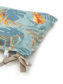 Coussin pour banc imprimé tropical Dotan, Bleu ciel, bleu, orange