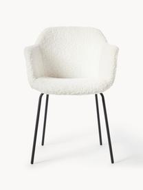 Chaise rembourrée en tissu peluche Fiji, Peluche blanc crème, larg. 58 x prof. 56 cm