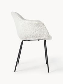 Plyšová stolička s opierkami s úzkym sedadlom Fiji, Plyš krémovobiela, Š 58 x H 56 cm