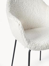 Plyšová židle s područkami s úzkým skořepinovým sedákem Fiji, Krémově bílá, Š 58 cm, H 56 cm