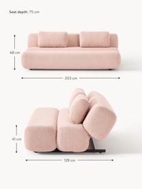 Sofa rozkładana Teddy Caterpillar (3-osobowa), Tapicerka: Teddy (100% poliester) Dz, Stelaż: drewno świerkowe, sklejka, Jasnoróżowy Teddy, S 203 x W 128 cm