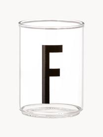 Bicchiere di design in vetro con lettera Personal (varianti dalla A alla Z), Vetro borosilicato, Trasparente, nero, Bicchiere per l'acqua A, 300 ml