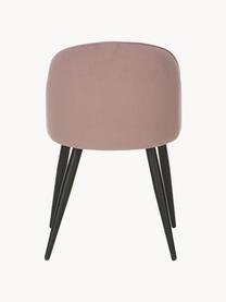 Fluwelen stoelen Amy, 2 stuks, Bekleding: fluweel (polyester), Poten: gepoedercoat metaal, Fluweel roze, B 51 x D 55 cm