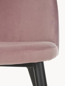 Fluwelen stoelen Amy, 2 stuks, Bekleding: fluweel (polyester), Poten: gepoedercoat metaal, Fluweel roze, B 51 x D 55 cm