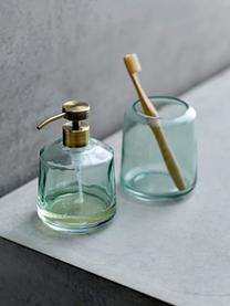 Dosificador de jabón de vidrio Vintage, Recipiente: vidrio, Dosificador: plástico, Azul claro transparente, Ø 10 x Al 15 cm