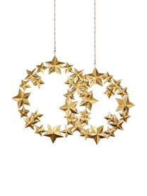 Decoratieve hangersset Stars, 2-delig, Gecoat metaal, Goudkleurig, Set met verschillende formaten