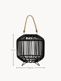 Outdoor solar lamp Sunshine Delight om op te hangen of te zetten, Lampenkap: polyrotan, Zwart, Ø 24 x H 26 cm