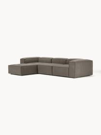 Modulares Sofa Lennon (4-Sitzer) aus Bouclé mit Hocker, Bezug: Bouclé (100 % Polyester) , Gestell: Massives Kiefernholz, Spe, Bouclé Greige, B 327 x T 207 cm