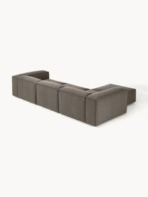 Modulares Sofa Lennon (4-Sitzer) aus Bouclé mit Hocker, Bezug: Bouclé (100 % Polyester) , Gestell: Massives Kiefernholz, Spe, Bouclé Greige, B 327 x T 207 cm