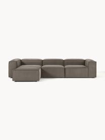 Modulares Sofa Lennon (4-Sitzer) aus Bouclé mit Hocker (links/rechts), Bezug: Bouclé (100 % Polyester) , Gestell: Massives Kiefernholz, Spe, Bouclé Greige, B 329 x T 207 cm