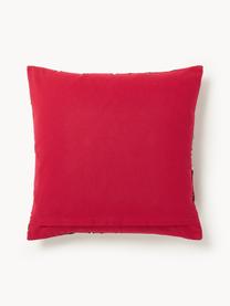 Housse de coussin avec slogan brodé Whatever, Rouge, vert foncé, larg. 50 x long. 50 cm