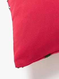 Housse de coussin avec slogan brodé Whatever, Rouge, vert foncé, larg. 50 x long. 50 cm