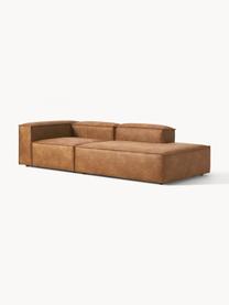 Diván modular de cuero reciclado Lennon, Tapizado: cuero reciclado (70% cuer, Estructura: madera maciza, madera con, Patas: plástico Este producto es, Cuero marrón, An 269 x F 119 cm, reposabrazos izquierdo