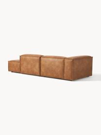 Modulaire chaise longue Lennon van gerecycled leer, Bekleding: gerecycled leer (70% leer, Frame: massief hout, multiplex, Poten: kunststof Dit product is , Leer bruin, B 269 x D 119 cm, armleuning links