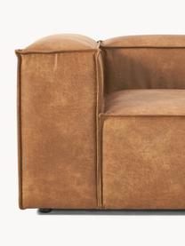 Modulaire chaise longue Lennon van gerecycled leer, Bekleding: gerecycled leer (70% leer, Frame: massief hout, multiplex, Poten: kunststof Dit product is , Leer bruin, B 269 x D 119 cm, armleuning links