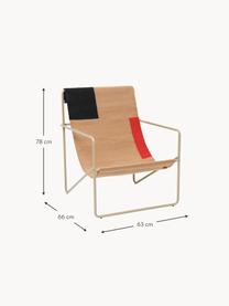 Fotel wypoczynkowy Desert, Stelaż: stal malowana proszkowo, Beżowa tkanina, czerwony, czarny, greige, S 63 x G 66 cm