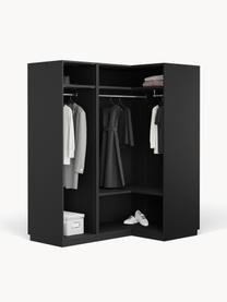 Modularer Eck-Kleiderschrank Simone, 165 cm Breite, mehrere Varianten, Korpus: Spanplatte, melaminbeschi, Walnussholz-Optik, Schwarz, Basic Interior, B 165 x H 200 cm, mit Eckmodul