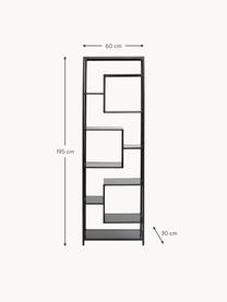 Scaffale alto in metallo Loft, Ripiani: vetro temperato, Nero, Larg. 60 x Alt. 195 cm