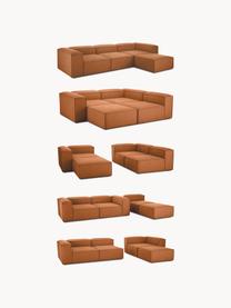 Modulares Ecksofa Lennon, Bezug: Polyester Der hochwertige, Gestell: Massives Kiefernholz, Spe, Füße: Kunststoff Die Füße befin, Webstoff Terrakotta, B 238 x T 180 cm, Eckteil links