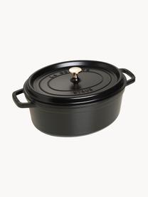 Ovaler Bräter La Cocotte aus Gusseisen, Gusseisen, emailliert, Schwarz, Goldfarben, B 38 cm x H 17 cm, 5.5 L