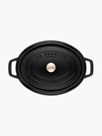 Ovale braadpan La Cocotte uit gietijzer, Geëmailleerd gietijzer, Zwart, goudkleurig, B 38 x H 17 cm, 5.5 L