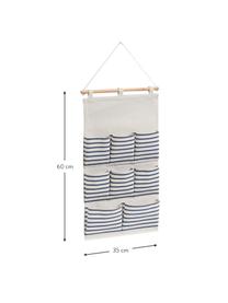 Hängender Schrank-Organizer Stripes mit 8 Fächern, Organizer: 20% Polyester, 80% Baumwo, Stange: Holz, Weiss, Blau, 35 x 60 cm
