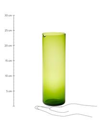 Carafe en verre soufflé à la bouche en vert Bloom, 1 L, Verre, soufflé bouche, Vert, Ø 8 x haut. 24 cm, 1 L